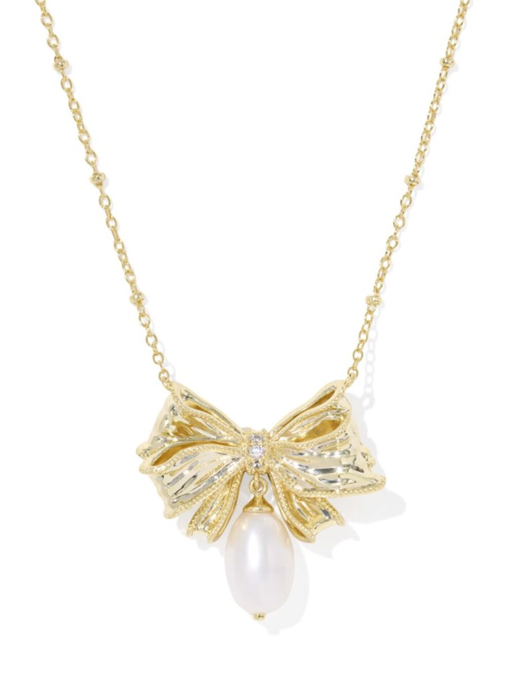 Kendra Scott x LoveShackFancy Pearl Bow Gold Necklace